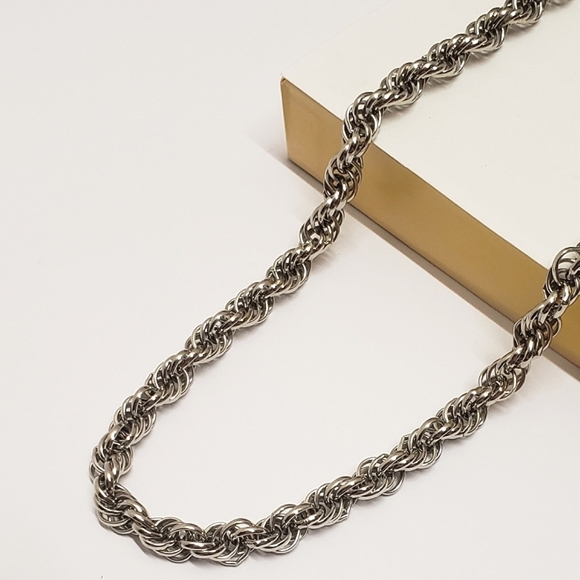 Vintage Silver Rope Twist Chain Link Necklace 18" Chain Necklace - Picture 11 of 12